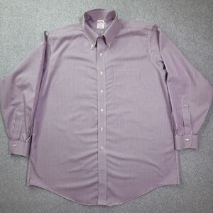 Brooks Brothers 17 33 Traditional Fit Non Iron Purple Check Dress Shirt Mens